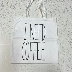 I NEED COFFEE Canvas Tote Bag White and Black